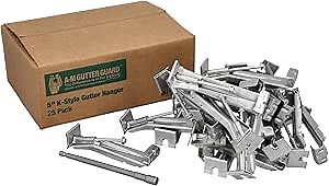 A-M Gutter Guard - 5" K Style Gutter Hangers (25 Pack) - Heavy Duty Hidden Rain Gutter Bracket Support With Speed Screw and Clip - For 5 - K Style Aluminum Gutters - Includes 1/4" x 6" Hex Bit