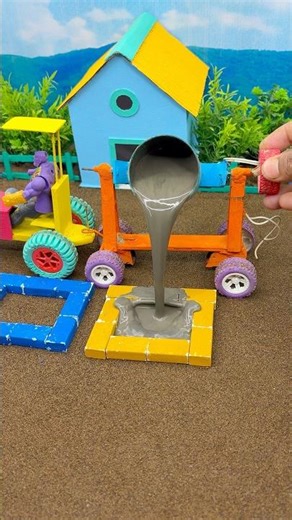 😱 Amazing Mini Tractor Making Cement Pillar | DIY Real Working Construction Machine 🚜 #shorts