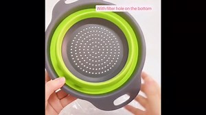 Collapsible Colander Set,Premium Food Grade Silicone Folding Strainers with Handles Space Saving Colanders for Draining Pasta,Vegetables & Fruits,Ideal for Kitchen & Travel (3pc Green)