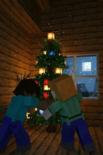 Minecraft Christmas Celebration☃️🎅| Tree Decoration🎄#shorts #minecraft #trending #gaming #christmas
