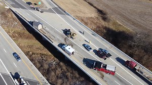 25K views · 88 reactions | Drone footage shows a crash involving a jackknifed semitrailer that has shut down NB I-75 in Miami County Monday afternoon. >> Here's what we know about the crash so far: bit.ly/33NaNrZ | WHIO | Facebook