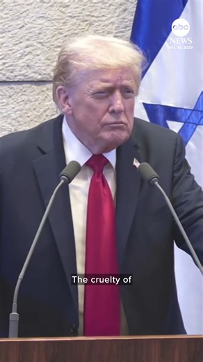 39K views · 613 reactions | "The cruelty of October 7th struck to the core of humanity itself." President Trump addresses the Knesset, the Israeli parliament, after the release of all living hostages held by Hamas. Read more: https://abcnews.visitlink.me/I_K67g | ABC News | Facebook