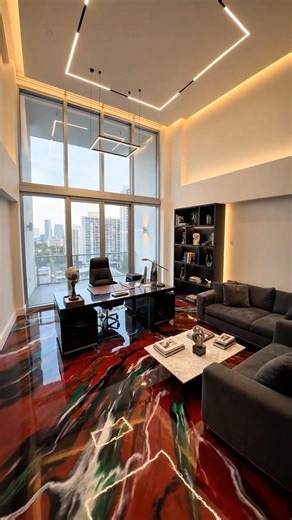 Insane Luxury Epoxy Floor Pouring in CEO Office (Satisfying ASMR Build)”#epoxyfloor #interiordesign