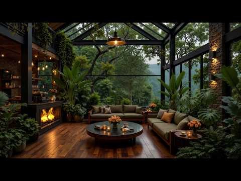 Cozy Indoor Forest Lounge Jazz 🌿 Gentle Piano Music & Fireplace Ambience for Work & Deep Calm #11