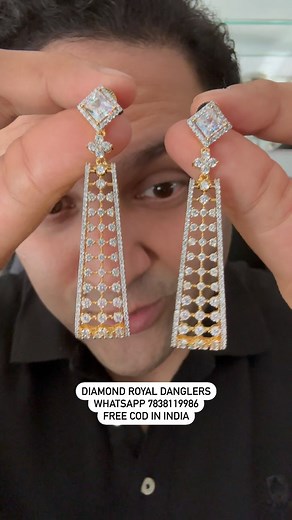 Royal Diamond danglers with filigree look stunning. It’s perfect for indoor western wear , super light weight jewellery . ✅FREE CASH ON DELIVERY 🚚 ✅WHATSAPP / CALL 7838119986☎️ ✅INTERNATIONAL SHIPPING AVAILABLE✈️ ✅FREE GIFT ON EVERY ORDER 🎅🏻🎁🎁🎁 ✅KEEP JEWELLERY AWAY FROM WATER / PERFUME🚫 ✅Showroom : C-115 LAJPAT NAGAR 1 NEWDELHI 110024🏪🛍️ #osrjewellers #jewellery #earrings #dangler #diamond | OSR JEWELLERS