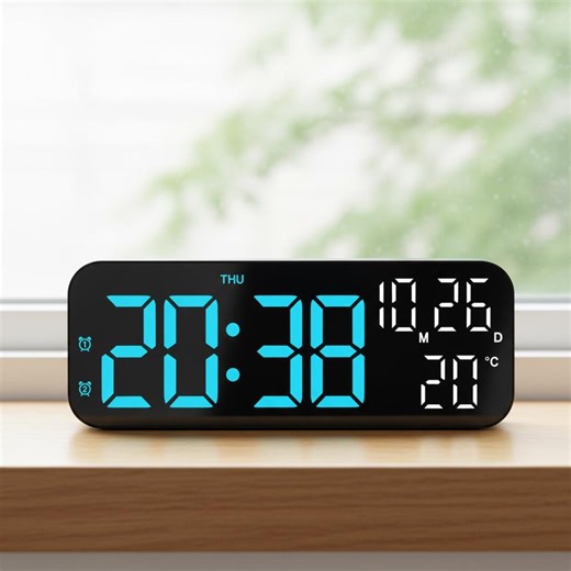 LED Digital Alarm Clock, Voice Control Desk Clock With Temperature Date Display - Etsy
