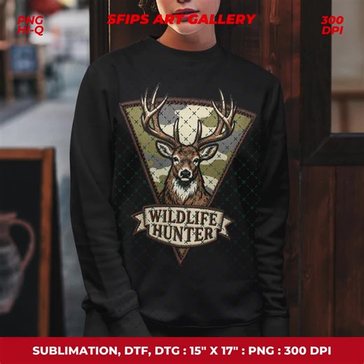 Deer Hunting Patch PNG: Wildlife Embroidery Badge (digital Download) - Etsy