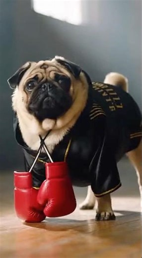 “The Cutest Boxer You’ll Ever Be Afraid Of” #funny #champthepug #boxing