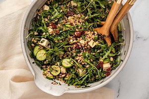 Mediterranean Farro Salad | Vegan   Tofu "Feta" - From My Bowl