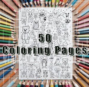 Animal Colouring Book for Kids | Big, Easy-to-color | Animal Coloring Page for Children | 50 Printable Cute Animal Coloring Sheet | Kids Joy - Etsy