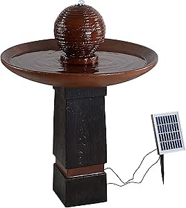 Kenroy Home 51026WDGCOPSOL Oswego Solar Fountain with Wood Grain and Copper Finish, Casual Style, 31.5" Height, 26.5" Width, 26.5" Depth