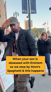 THIS VIDEO IS SO PRECIOUS! Fans accidently spot Eminem arriving at his Mom's Spaghetti restaurant in Detroit earlier today. #eminem #detroit | Southpawer