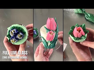 How to make beautiful Buttercream Tulip Flowers [ Cake Decorating For Beginners ]