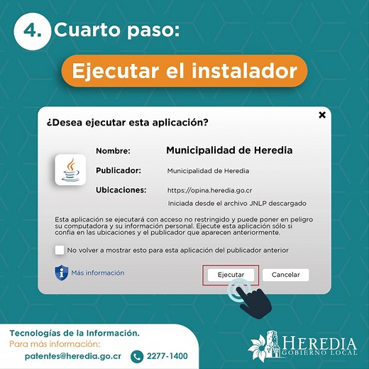 ¿Sabes cómo firmar digitalmente tus trámites en línea?✍️ Acá te explicamos: 1. Descargar Java en tu computadora. 2. Completar el Formulario. 3. Hacer click en el icono del firmador. 4. Ejecutar el instalador de Java. 5. Ingresar el PIN de la tarjeta. 6. Guardar y confirmar los datos ingresados. | Municipalidad de Heredia