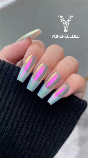 French Gel X Nails & Chrome Effect Used: GleamTap GT122 Chrome Powder #yokefellow #nails #nailart