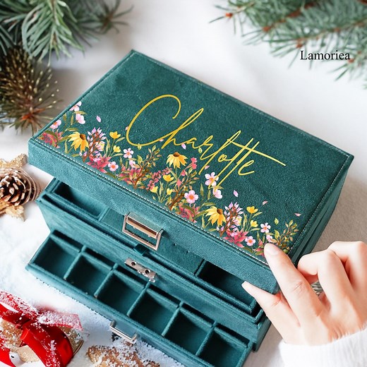 Custom Large Jewelry Box, Jewelry Storage Organizer for Women, Box With Drawer Women Velvet Jewelry Organizer, Christmas Gifts, Gift for Her - Etsy