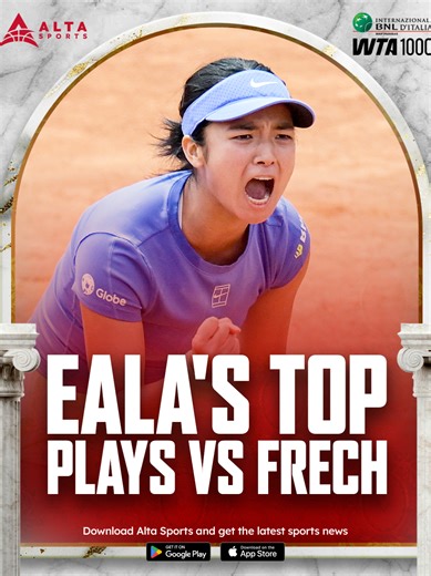 ALEX EALA TOP PLAYS VS MAGDALENA FRECH 🇵🇭🎾🔥 Her best moments from a gritty Italian Open win as she takes down Magdalena Frech 6–0, 3–6, 6–4 in a 2-hour thriller at Foro Italico. #AltaSports #AlexEala