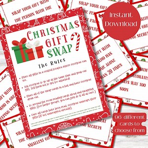 Christmas Gift Exchange Game Cards, Holiday Party Swap Game, Gift Swap Activity, Christmas Gift Exchange Ideas, Printable Gift Exchange - Etsy