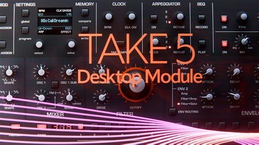 Introducing the Take 5 Desktop Module! The Sequential Take 5 desktop module offers the same powerful analog oscillators and filters that capture the iconic warmth and depth of the Prophet-5, enhanced with modern modulation and digital effects. The module delivers this sought-after sound in a space-saving design, perfect for studio setups and live performances where portability and efficiency are paramount. Take your music to the next level with the Take 5 Desktop Module! For more information ple