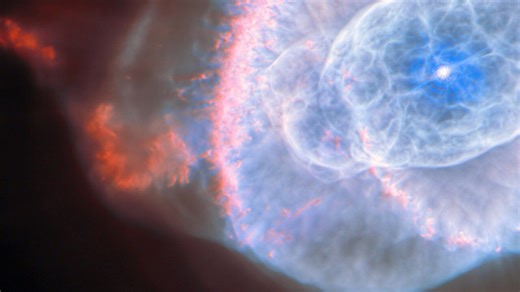 Across a dying star 💀⭐The Cat’s Eye Nebula is a planetary nebula. This type of object appeared round (planet-like!) in early telescopes, but the NASA/ESA Hubble Space Telescope has revealed a complex morphology – this is especially true of the Cat’s Eye Nebula!In this new image, Hubble captures the core of the billowing gas, its tapestry of concentric shells, and jets of high-speed gas and dense knots sculpted by shock interactions.1/2