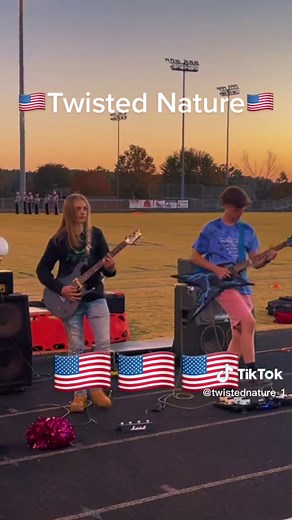 God bless this country🇺🇸 #american #usa #fyp #nationalanthem #guitar #twistednature #metal on the left is me @jaxson.n.m (rhythm) and on the right is @brett_fields14 (lead).