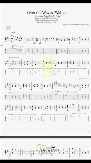 Waltz, Over the Waves (Arr by Chet Atkins) for Acoustic Guitar