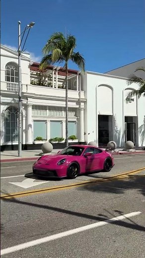 Ruby star red Porsche 911 GT3 on Rodeo Drive