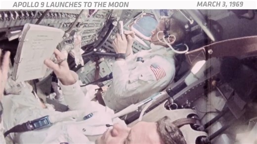 On March 3, 1969, Apollo 9 launched three astronauts on the first crewed test flight of NASA’s lunar module, which astronauts later used to land on the moon. See More Space History 👉 https://space-com.visitlink.me/cIVx1k Astronauts James McDivitt, David Scott and Rusty Schweickart orbited Earth for 10 days. They tested the lunar module’s engines and navigation systems. They also practiced docking and undocking the command module and the lunar module in orbit. (On the fourth day, they took a spa