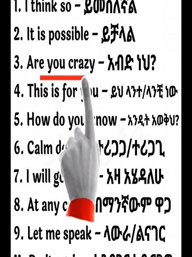 Daily use sentences in English and Amharic