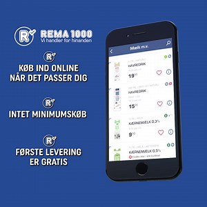 Mere miljøvenlig levering fra din lokale REMA 1000 🛍️ ✔️ Intet minimumskøb ✔️ Levering på få timer ✔️ I hele landet ✔️ Bestil varer hjemmefra | REMA 1000 Danmark