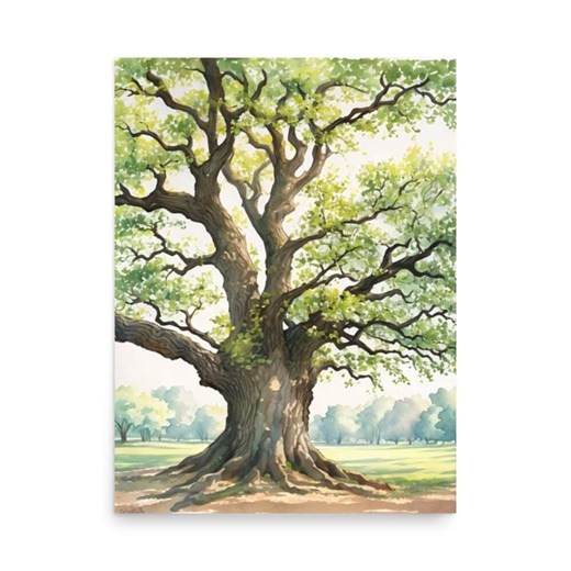 Old Oak Tree Watercolor Art Print: Louisiana Plantation Decor - Etsy
