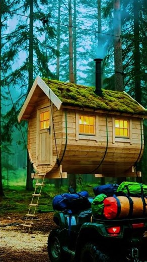 I Built a Secret Tree Log Cabin in the Forest 🌲