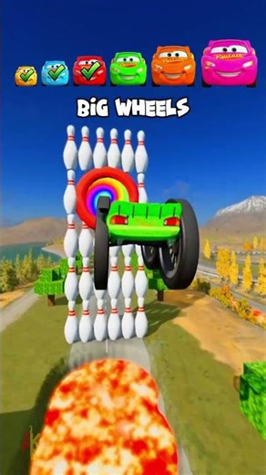 🌈Tiny Car Jump the Bowling Pin Portal… and GROWS to IMPOSSIBLE SIZE!🌈#shorts #beamngdrive