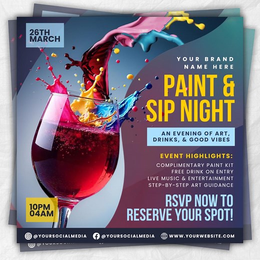 Paint and Sip Flyer, Paint Party Flyer, DIY Flyer Template Design, Premade Business Event Flyer, Sip and Shop Flyer, Canva Template,editable - Etsy