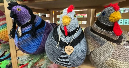 Knitting emotional support chickens to relieve stress