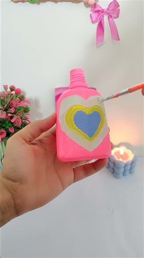 DIY Flower Vase from Waste Bottle ✨ Room Decor Idea #trendingshorts #shorts