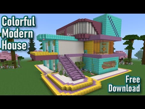 🌈 Build This INSANELY Colorful Modern Minecraft House! (Free Download)