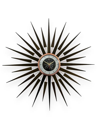 Large 30" Mid Century Starburst Clock: Handmade Teak & Enamel - Etsy