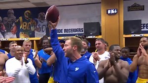 Rams celebrate win in locker room