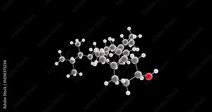 Ergocalciferol molecule, rotating 3D model of vitamin d2, looped video on a black background