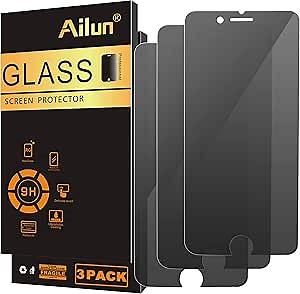 Ailun Screen Protector for iPhone 8 Plus 7 Plus Privacy Anti Glare 3Pack Anti Spy Private Tempered Glass