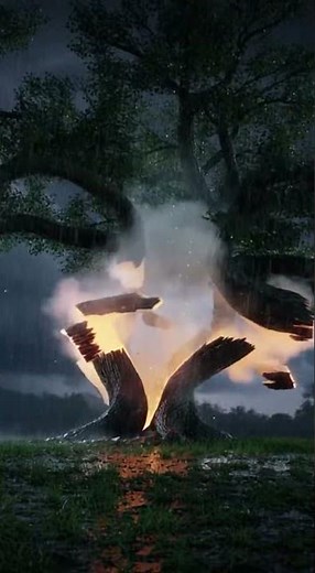 Lightning Hits Tree ⚡🔥