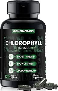 Chlorophyll Capsules 1500mg -Concentrated Natural Energy Boost for Body Deodorizing, Internal Cleanse, Skin Health - Sodium Copper Chlorophyllin,120 Vegan Capsules