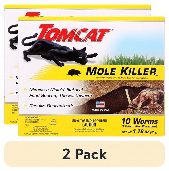 (2 pack) Tomcat Mole Killerₐ, Mimics Natural Food Source, Poison Kills in a Single Feeding, 10 Worms