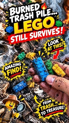 Lego inside a burning pile of trash #shorts #lego #viral
