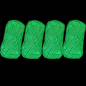 Glow in The Dark Yarn 4 Rolls DIY Glow Yarn Glow in The Dark Yarn Fluorescent Luminous Scrubby Thread Glowing Yarn for Crochet Knitting Crocheting Crafts Sewing (White*4)