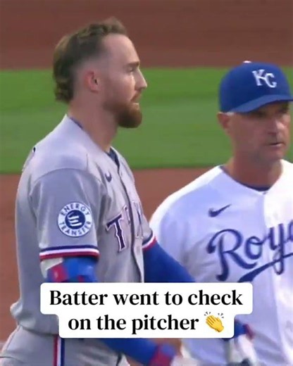 Brandon Nimmo went to see if Seth Lugo was okay after hitting a line drive at his head 👀