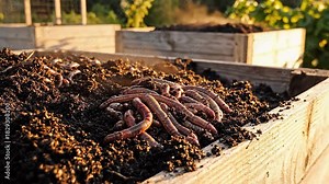 Vermicomposting: Close-up of Earthworms Transforming Organic Waste Into Nutrient-Rich Compost