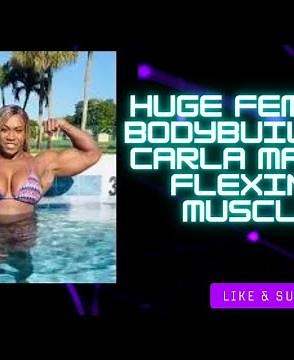 Huge Female Bodybuilder Carla Maria Flexing Her Massive Muscles😍💪