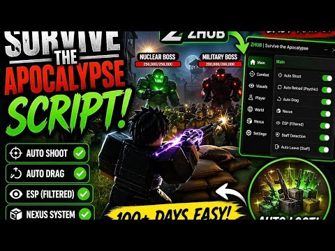 Survive the Apocalypse Script | ZHUB (Auto Shoot, Auto Drag, ESP)